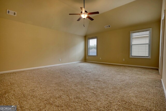 1223 Hartwell Rd, Locust Grove, GA 30248 - bedroom featuring visible vents, vaulted ceiling, carpet floors, and baseboards