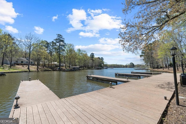 view of dock featuring a water view