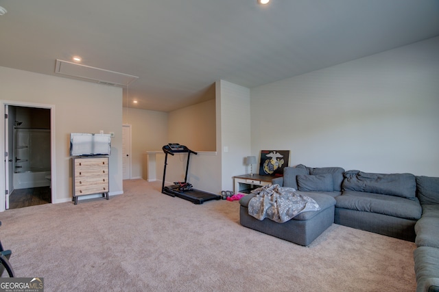 living room with carpet