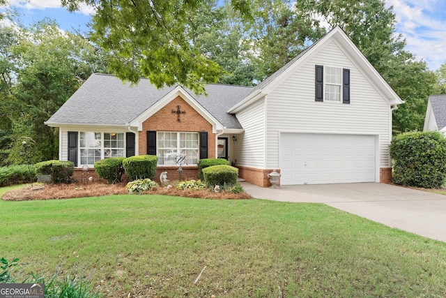 view of front facade featuring a garage and a front yard