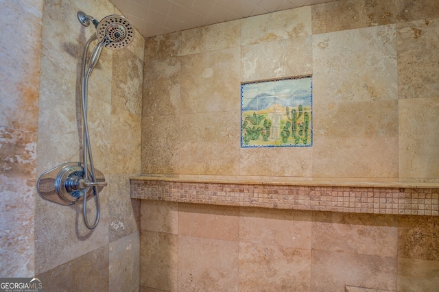 details with a tile shower