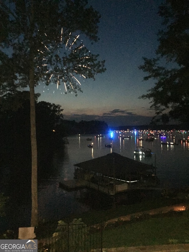 view of dock featuring a water view