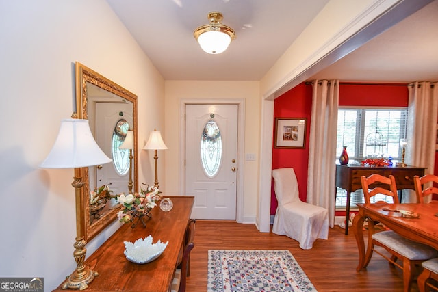 foyer entrance featuring hardwood / wood-style floors