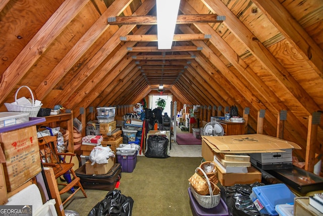 view of unfinished attic