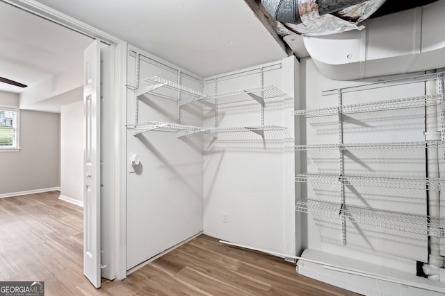 walk in closet featuring hardwood / wood-style floors