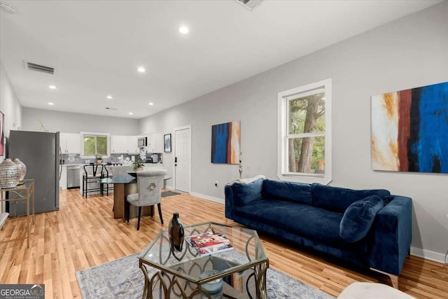 living room featuring light hardwood / wood-style floors