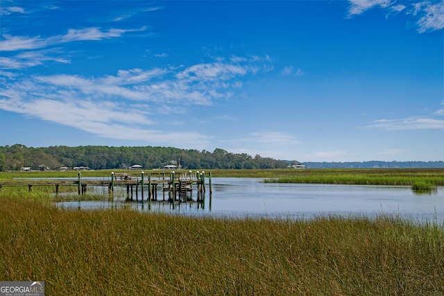 view of dock featuring a water view