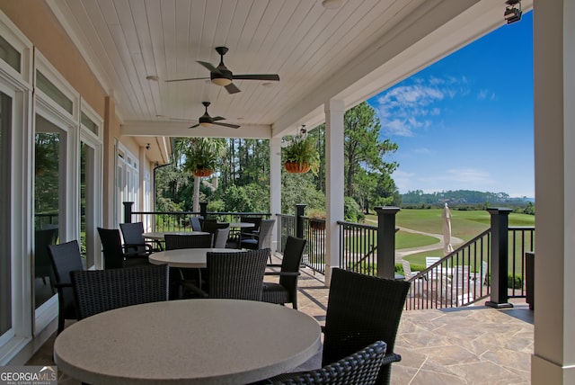 view of patio with ceiling fan