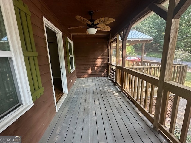 deck featuring ceiling fan