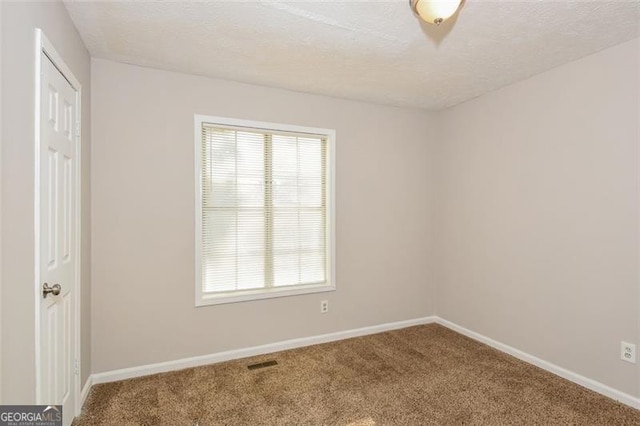 carpeted spare room featuring plenty of natural light and a textured ceiling