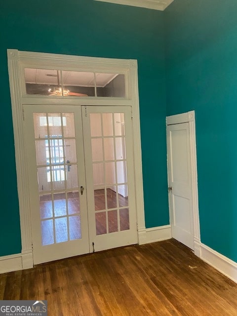 doorway featuring hardwood / wood-style flooring and french doors