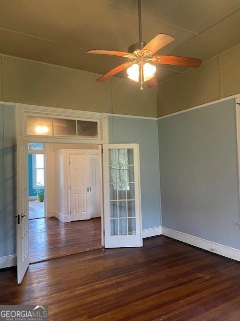 219 Main St E, Bronwood, GA 39826 - interior space with wood-type flooring, ceiling fan, and baseboards
