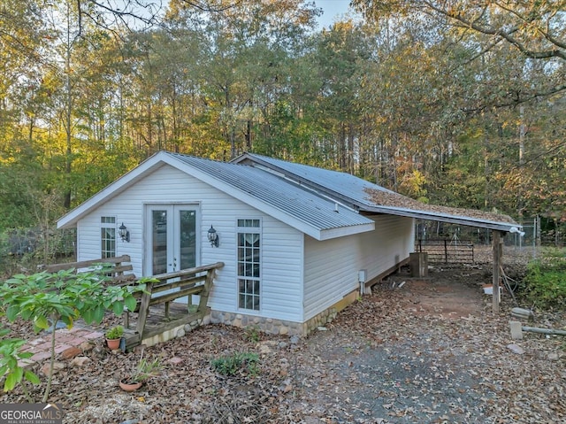 exterior space featuring french doors