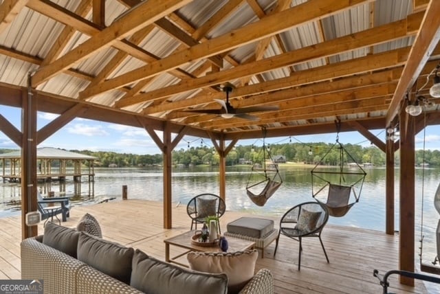 dock area featuring a water view