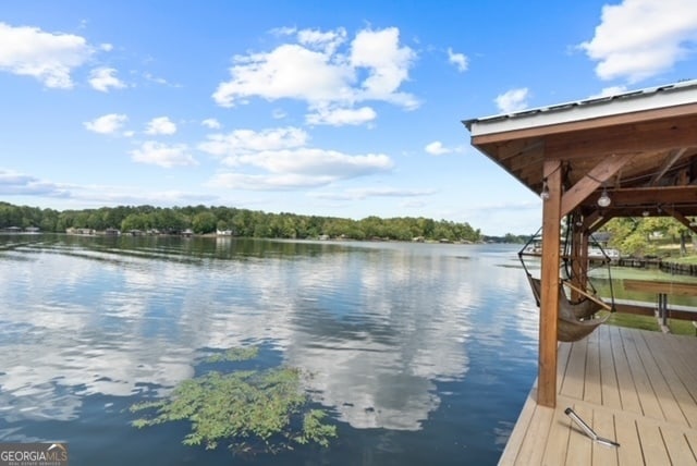 dock area featuring a water view