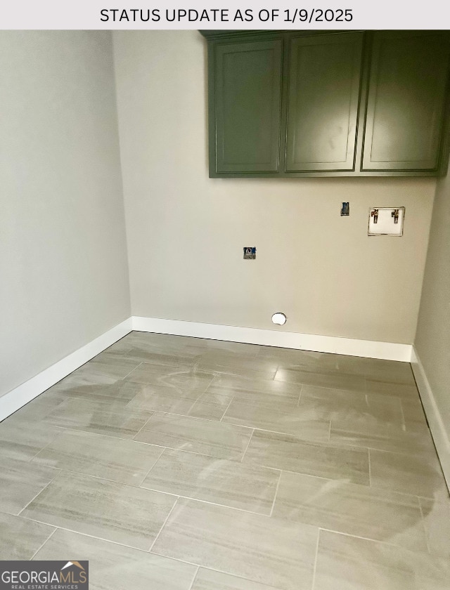 laundry area featuring cabinets and hookup for a washing machine