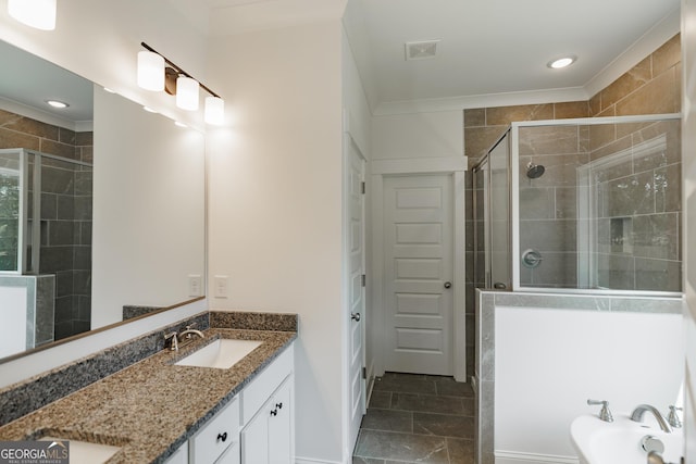 170 New High Shoals Rd, Watkinsville, GA 30677 - full bath with double vanity, a shower stall, and recessed lighting