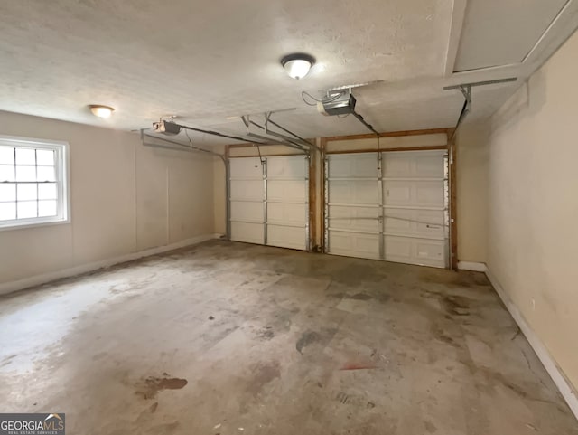 garage with a garage door opener