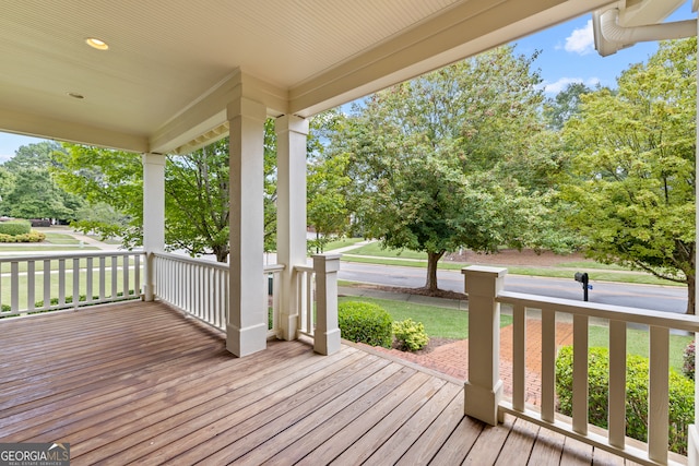 deck with covered porch