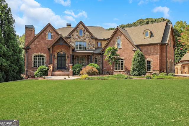 view of front facade featuring a front lawn