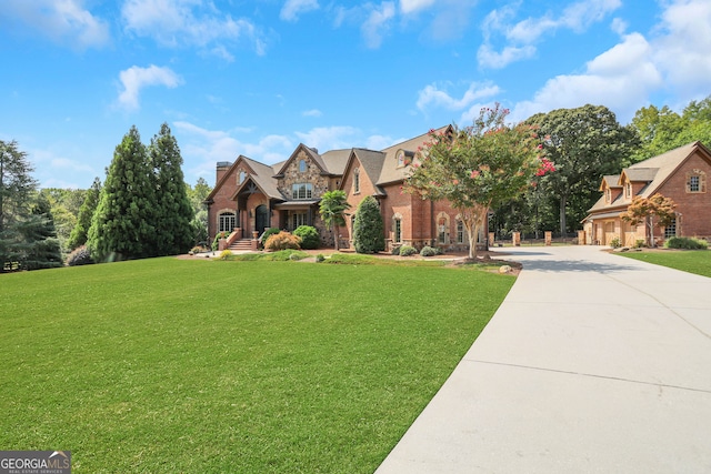 view of front of home with a front yard