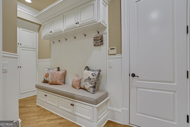 mudroom featuring light hardwood / wood-style floors