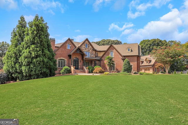 view of front facade with a front lawn