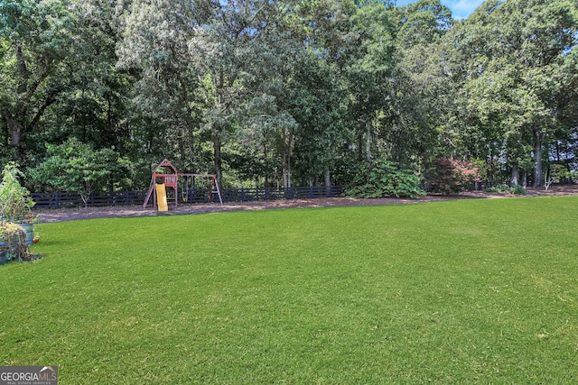 view of yard with a playground