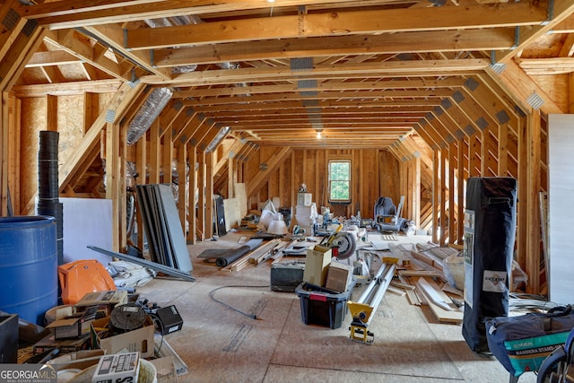 view of unfinished attic