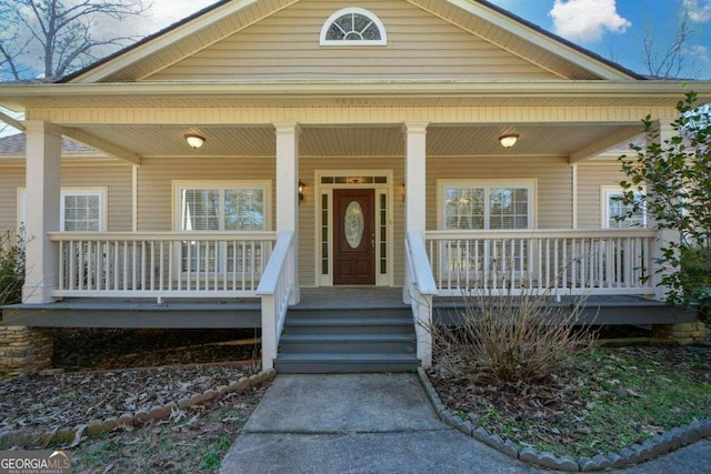 view of front of property featuring a porch