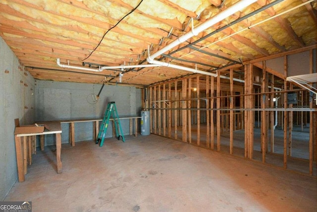 basement with water heater