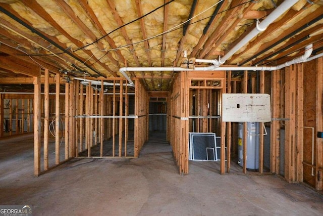 basement featuring water heater