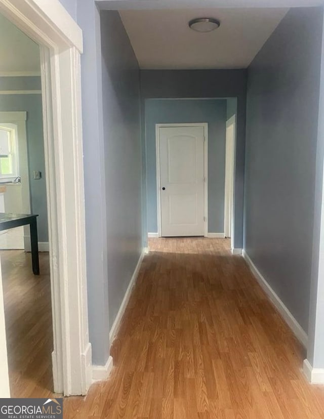 hall featuring light wood-type flooring