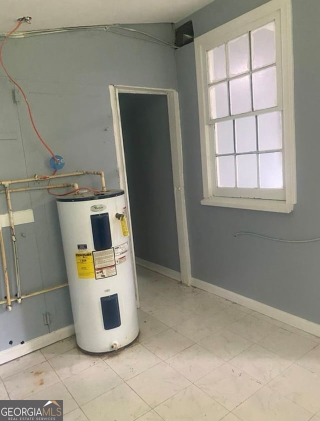 utility room with water heater