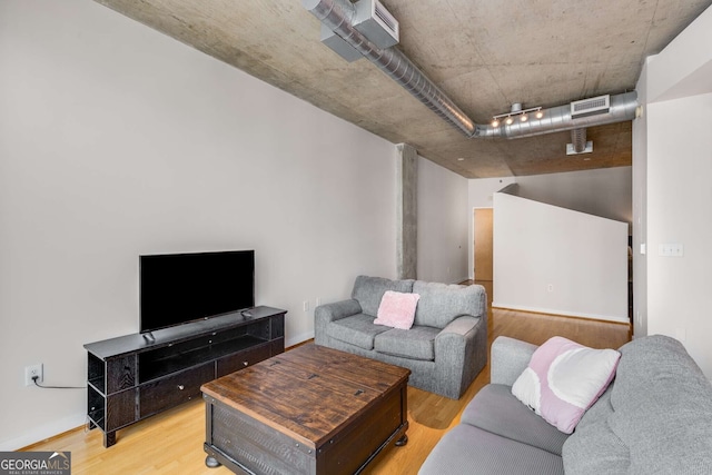 living room featuring light hardwood / wood-style flooring