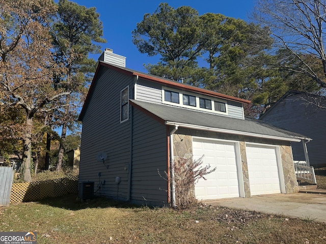 exterior space featuring central air condition unit