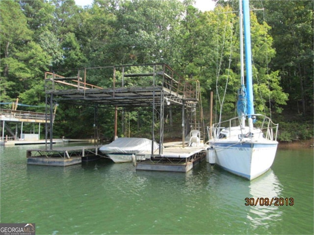 view of dock featuring a water view