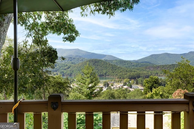 view of mountain feature featuring a water view