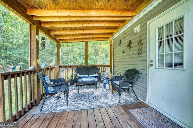 deck featuring an outdoor living space