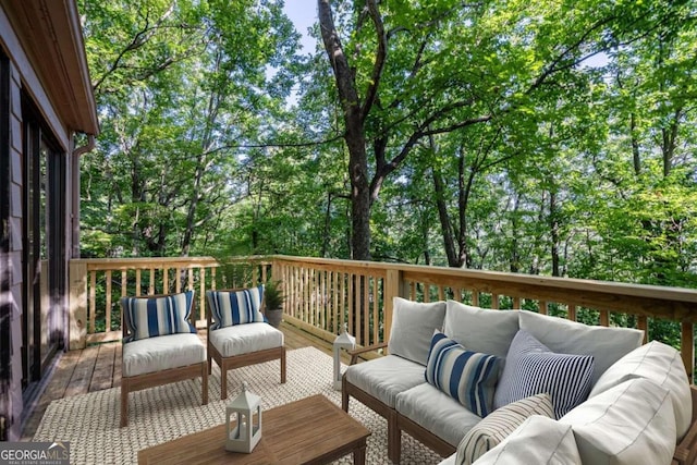 deck with an outdoor living space