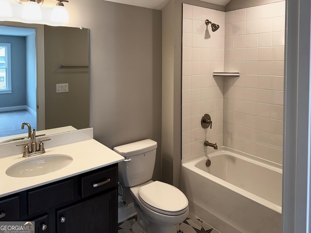 full bathroom featuring vanity, toilet, and shower / bath combination