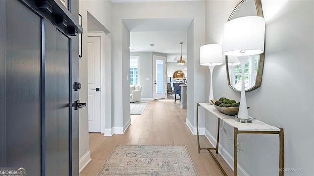 corridor featuring light hardwood / wood-style flooring