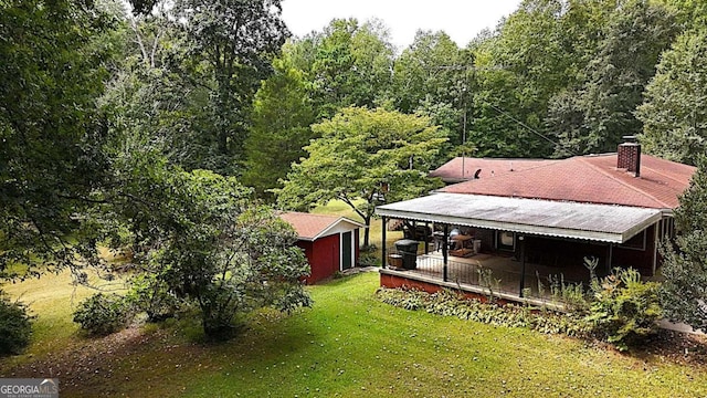 exterior space with an outbuilding