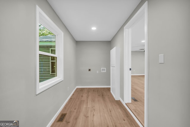 hall featuring light hardwood / wood-style floors