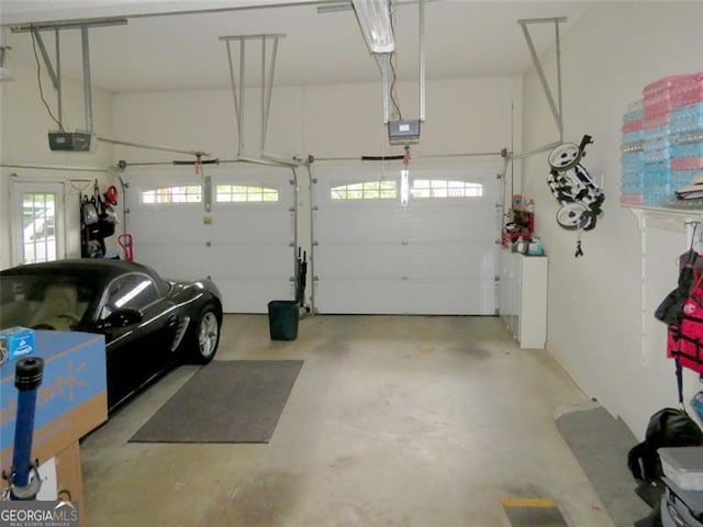 garage with a garage door opener