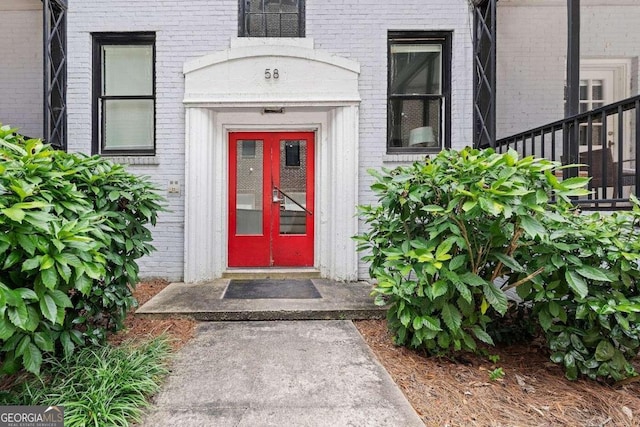 entrance to property with french doors