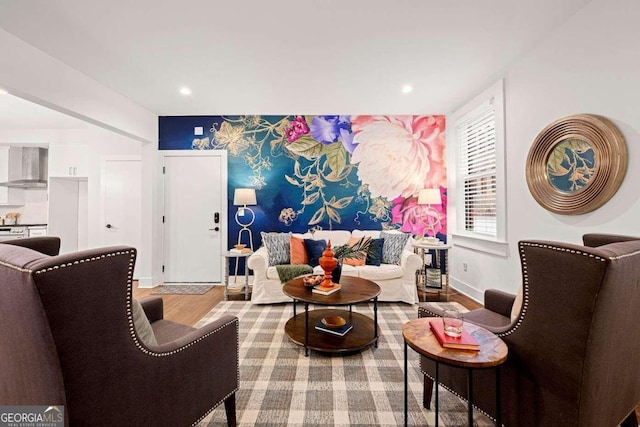 living room featuring hardwood / wood-style floors