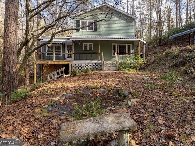 view of front facade featuring covered porch