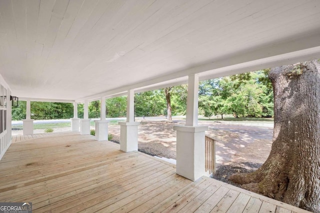 deck with covered porch