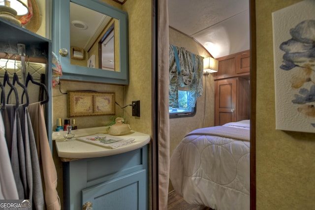 bedroom with vaulted ceiling